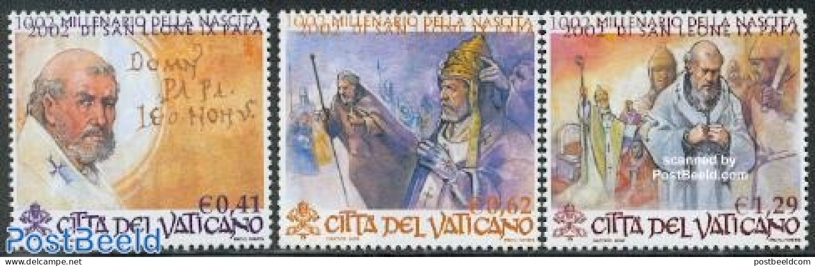 Vatican 2002 Pope S. Leone IX 3v (1v With Tab), Mint NH, Religion - Pope - Religion - Neufs