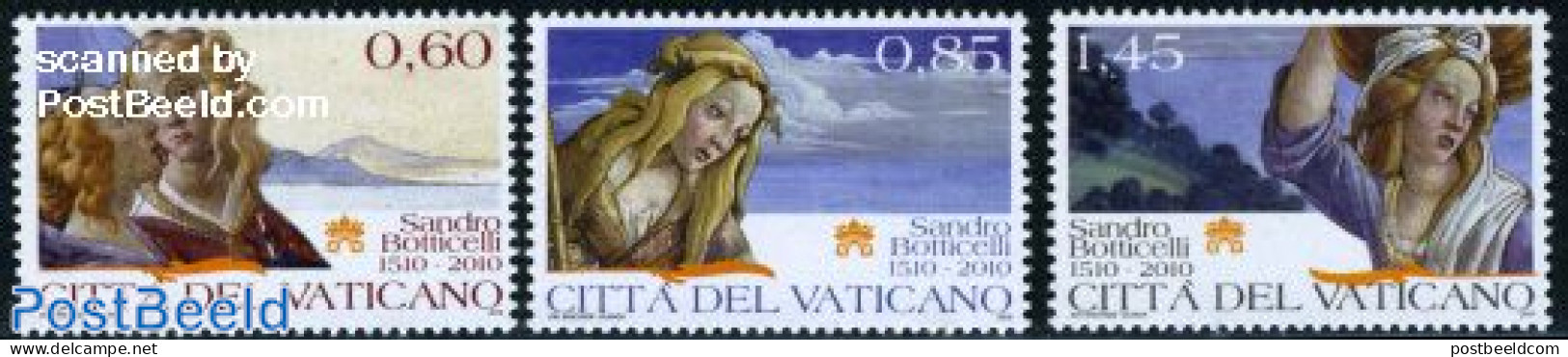 Vatican 2010 Sandro Botticelli 3v, Mint NH, Art - Paintings - Ungebraucht