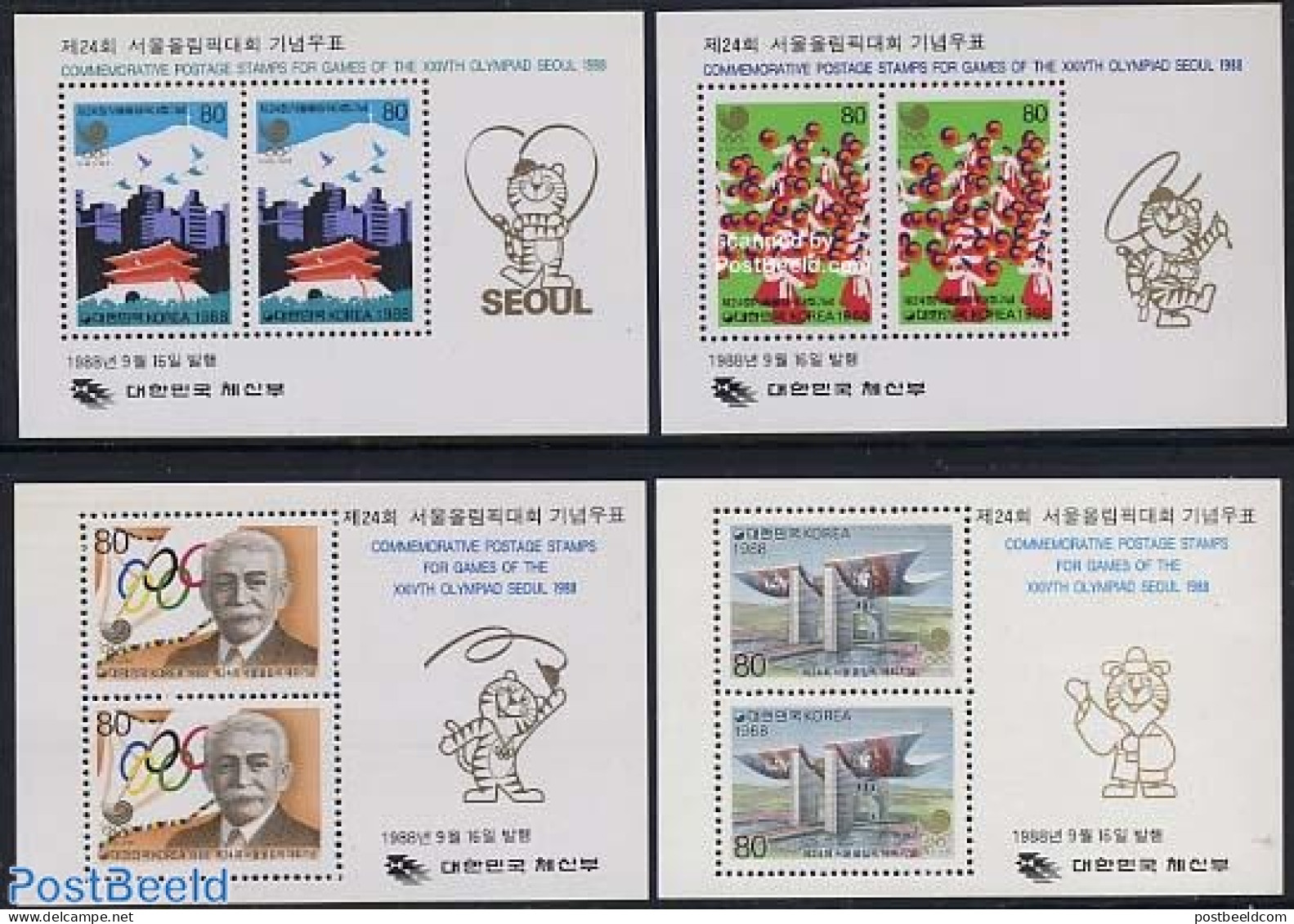 Korea, South 1988 Olympic Games 4 S/s, Mint NH, Sport - Olympic Games - Korea (Süd-)