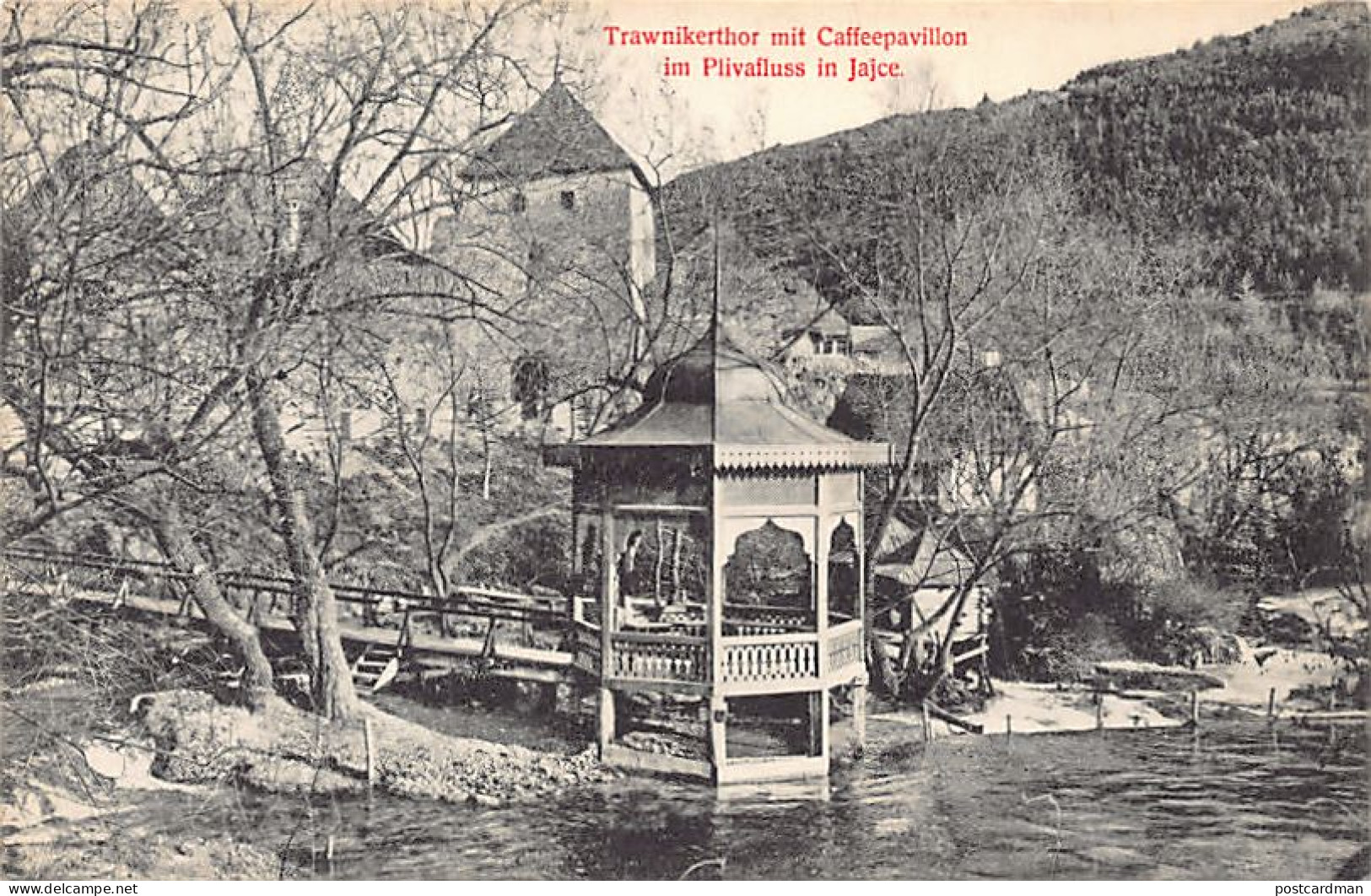 Bosnia - JAJCE - Travnik Tower And The Coffee Pavilion On The Pliva River - Publ. Sándor Engel  - Bosnia And Herzegovina