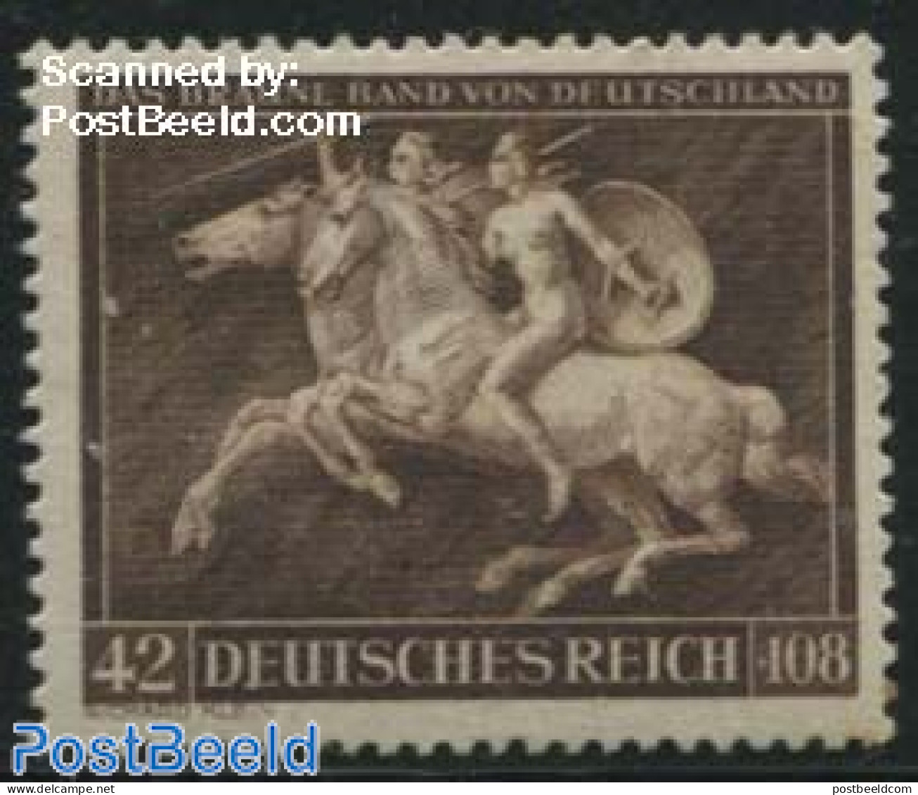 Germany, Empire 1941 Horse Races, Brown Band 1v, Mint NH, Nature - Horses - Neufs