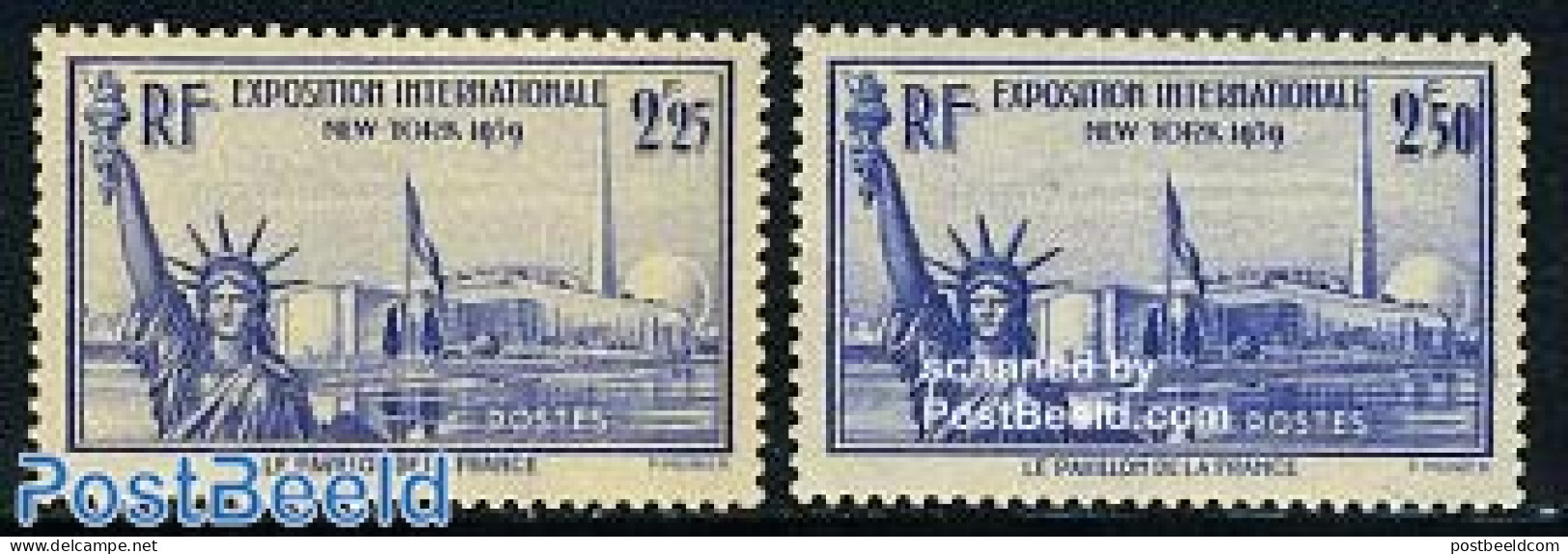 France 1939 N.Y. World Expo 2v, Mint NH, Various - World Expositions - Art - Sculpture - Ungebraucht