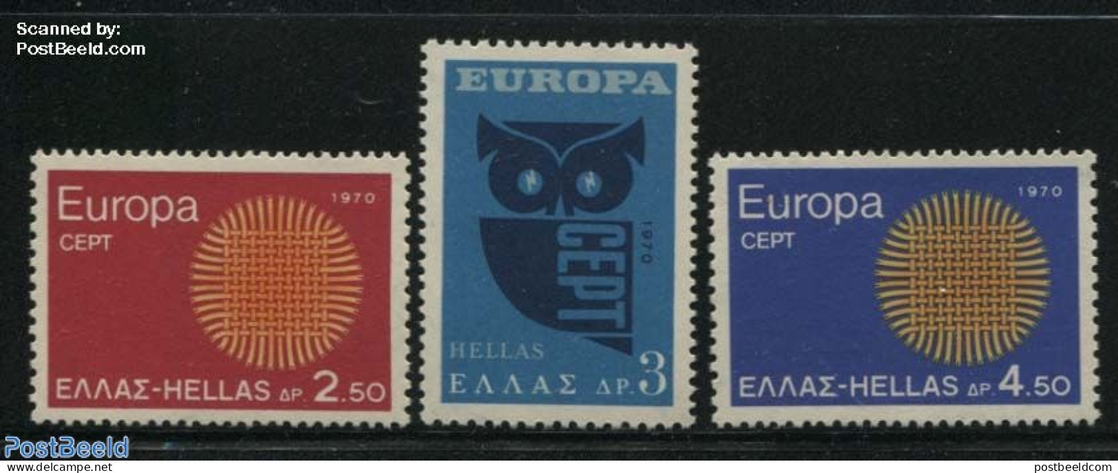 Greece 1970 Europa 3v, Mint NH, History - Europa (cept) - Unused Stamps