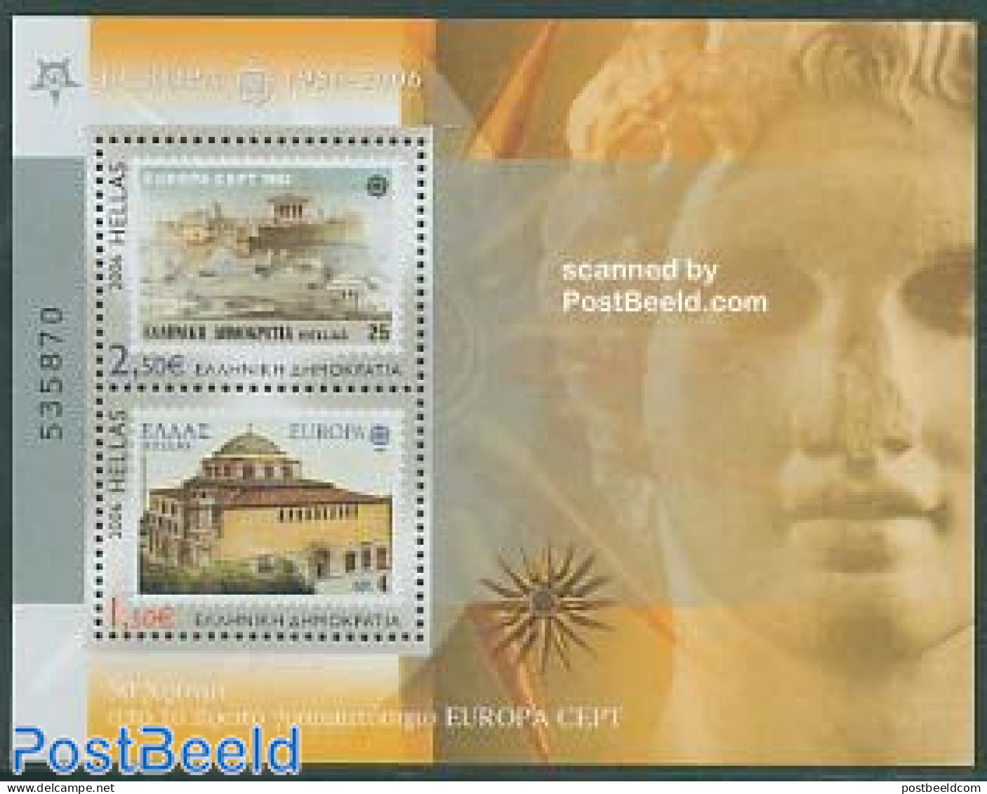 Greece 2006 50 Years Europa Stamps S/s, Mint NH, History - Europa Hang-on Issues - Stamps On Stamps - Unused Stamps