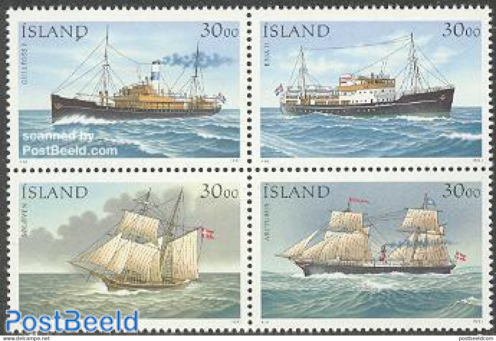 Iceland 1991 Postal Ships 4v [+], Mint NH, Transport - Post - Stamp Day - Ships And Boats - Unused Stamps