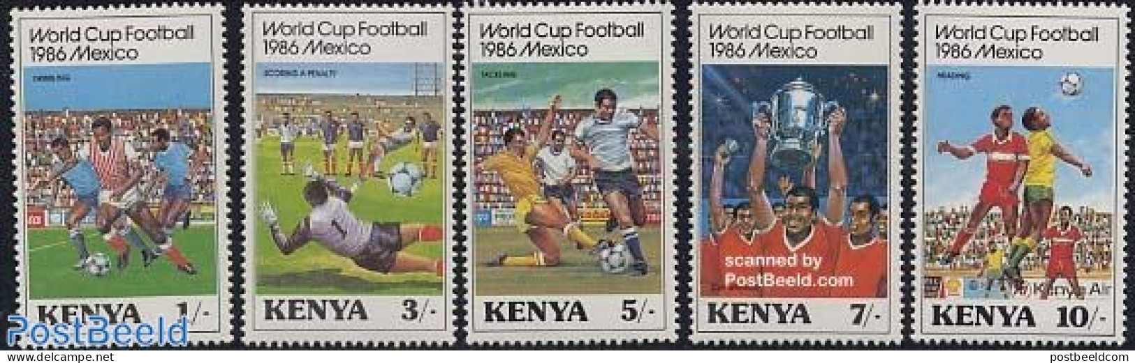 Kenia 1986 World Cup Football 5v, Mint NH, Sport - Football - Other & Unclassified