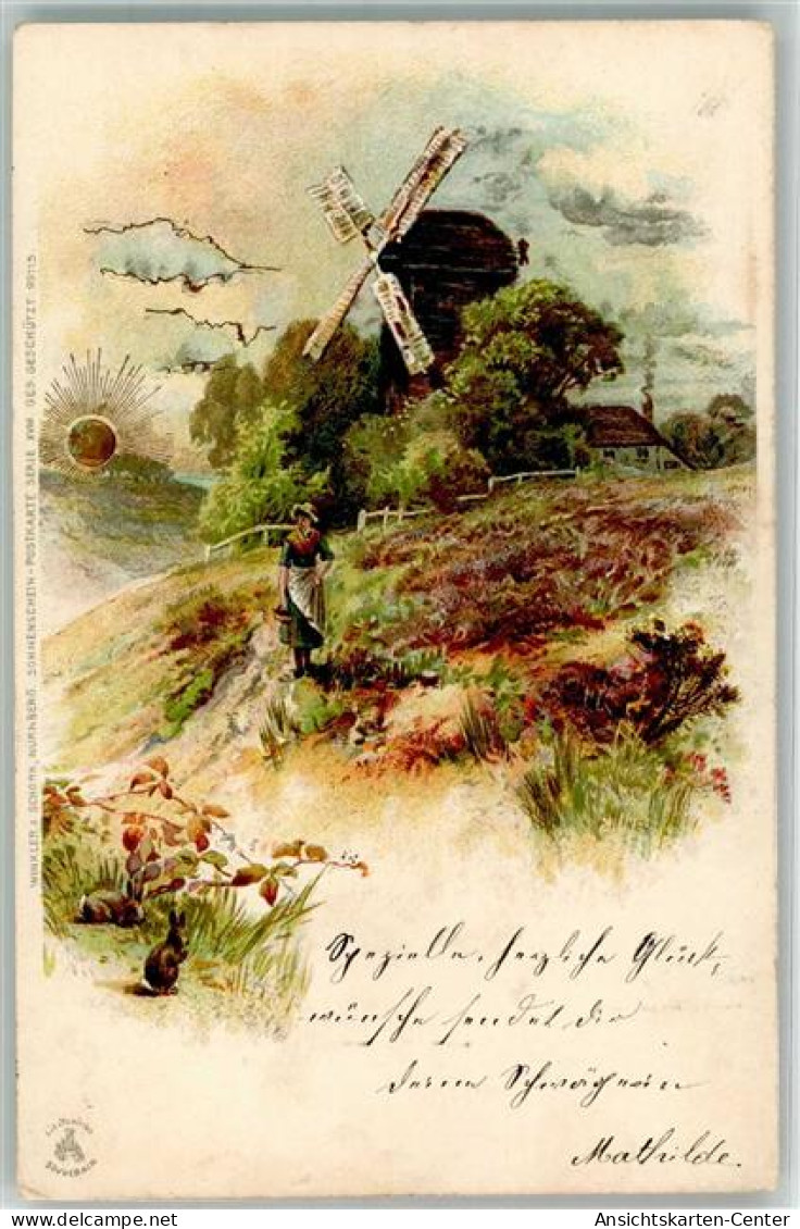 39786411 - Sonnenschein-Postkarte Serie XVIII Junge Frau Auf Einem Feldweg Vor Einer Windmuehle - Sonstige & Ohne Zuordnung