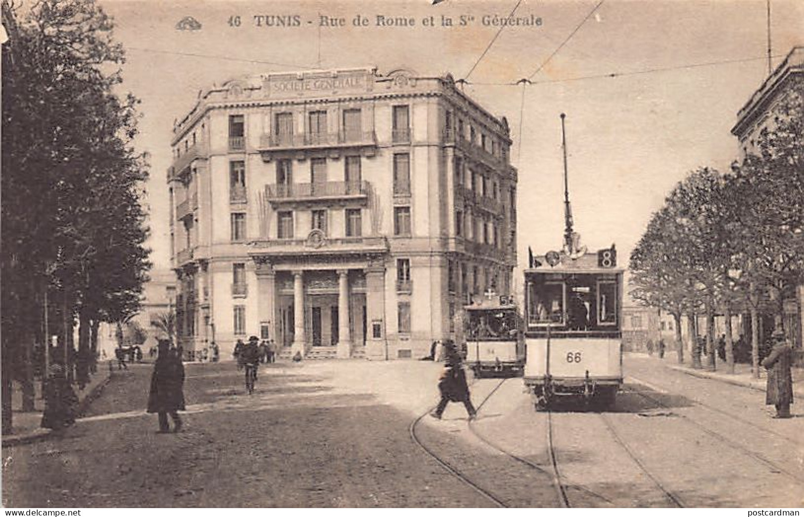 Tunisie - TUNIS - Rue De Rome Et La Société Générale - Tramway 66 Ligne 8 Et 84 Ligne 5 - Ed. CAP 46 - Tunesien