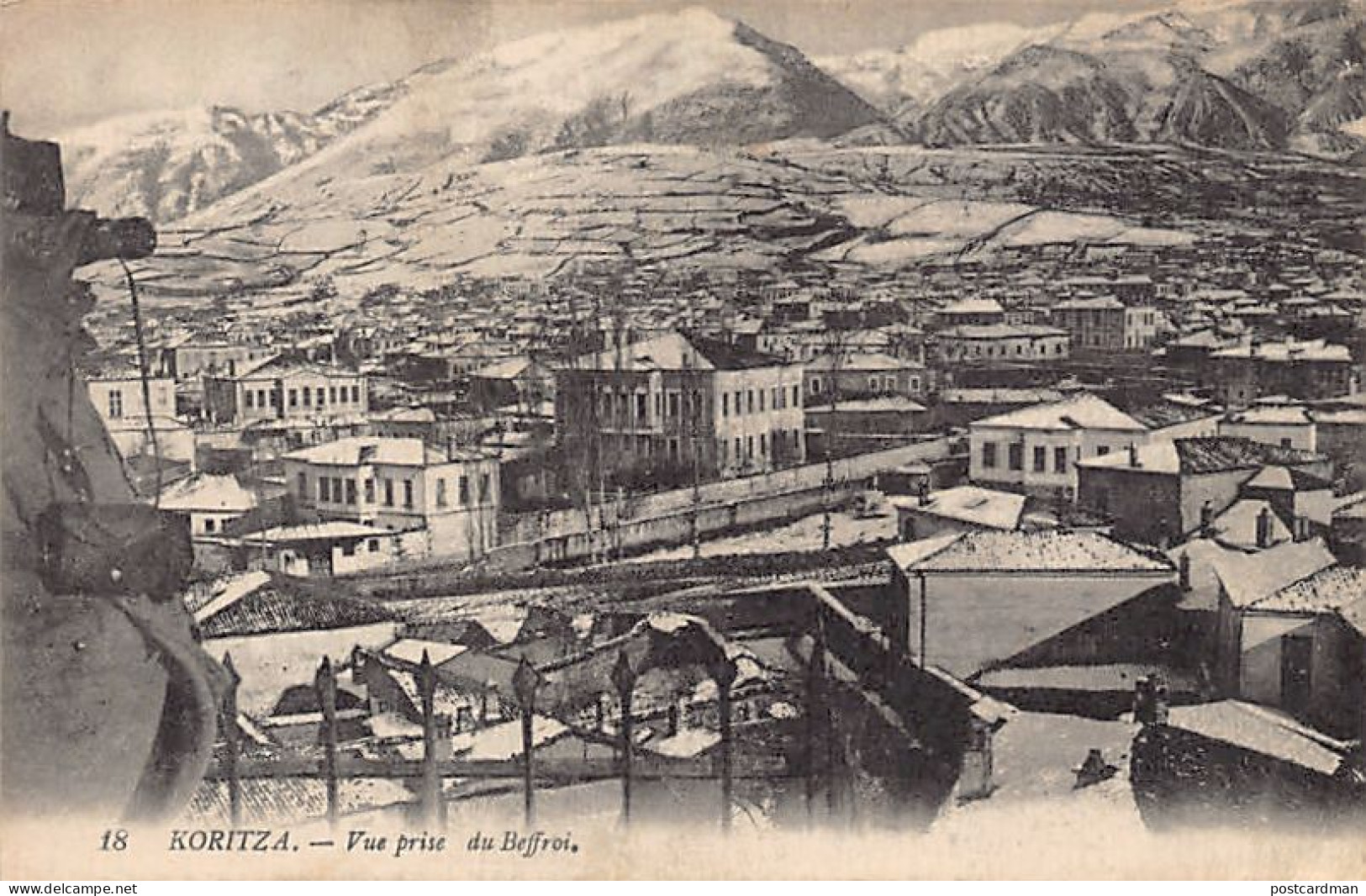 Albania - KORÇË - General View From The Clock Tower Of The Cathedral (under The Snow) - Publ. Unknown  - Albanie