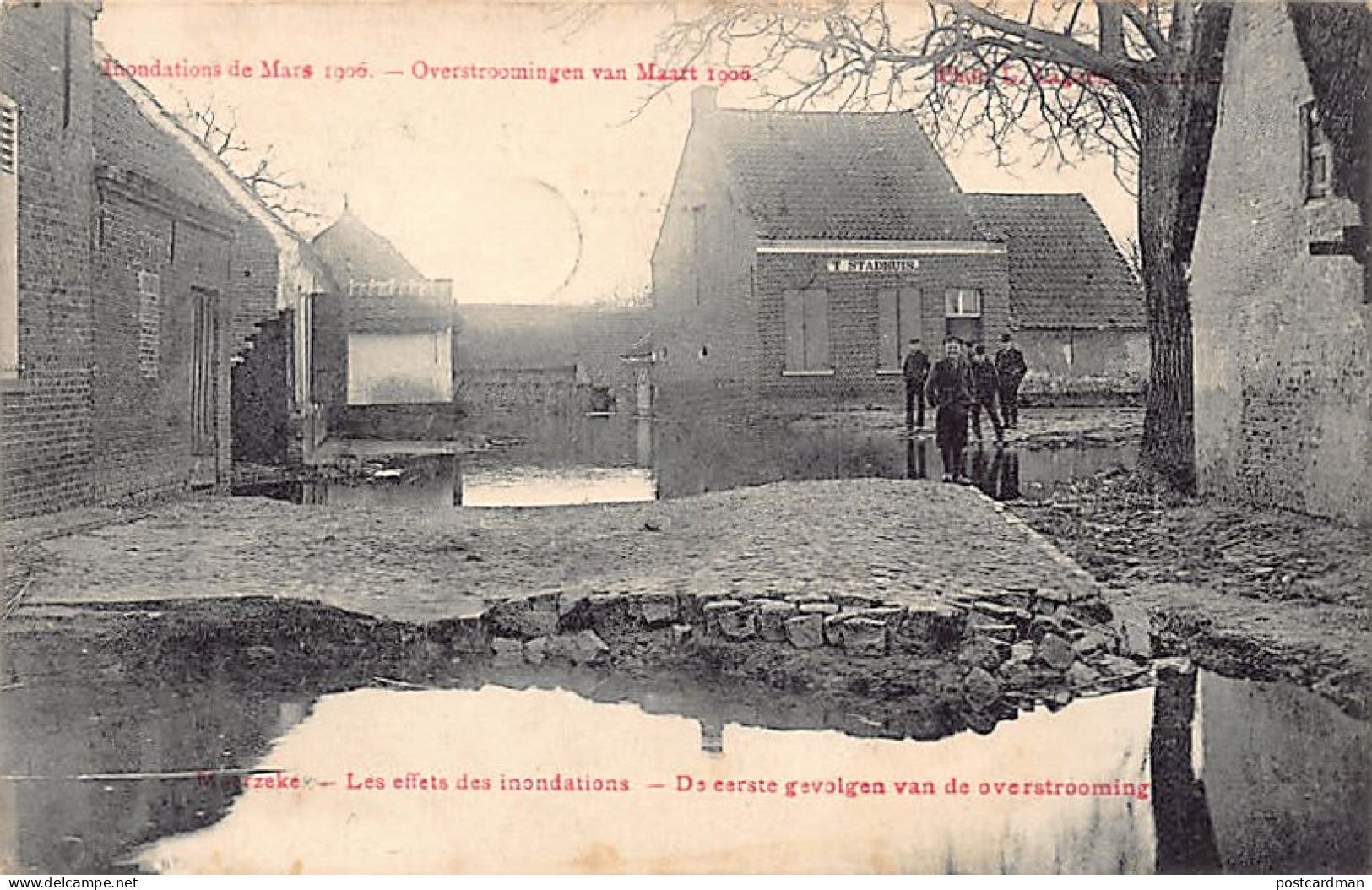 MOERZEKE (O. Vl.) Overstroomingen Van Maart 1908 - De Eerste Gevolgen Van De Overstrooming - Uitg. Onbekend  - Moerbeke-Waas