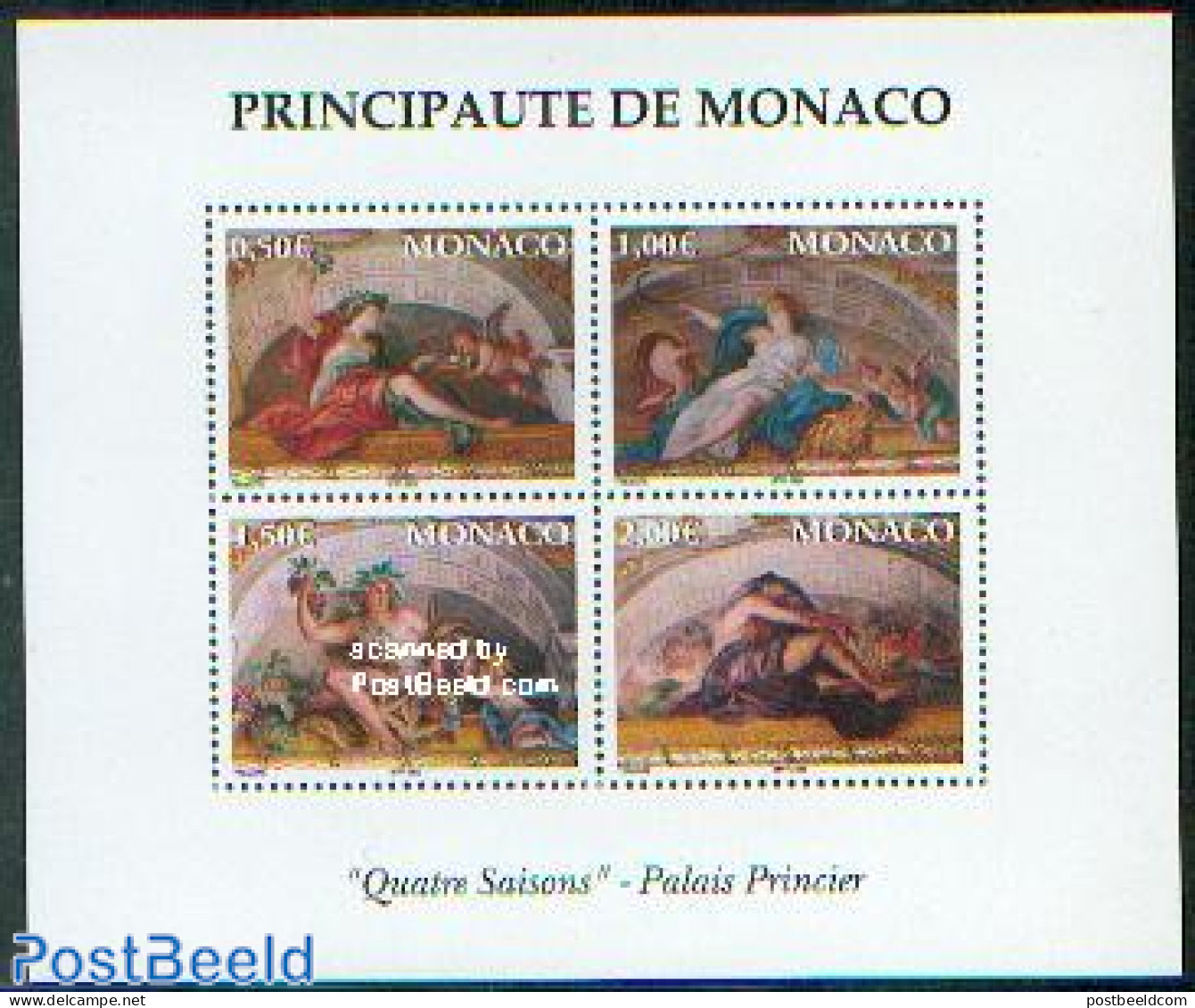 Monaco 2002 Royal Palace 4v M/s, Mint NH, Art - Paintings - Neufs