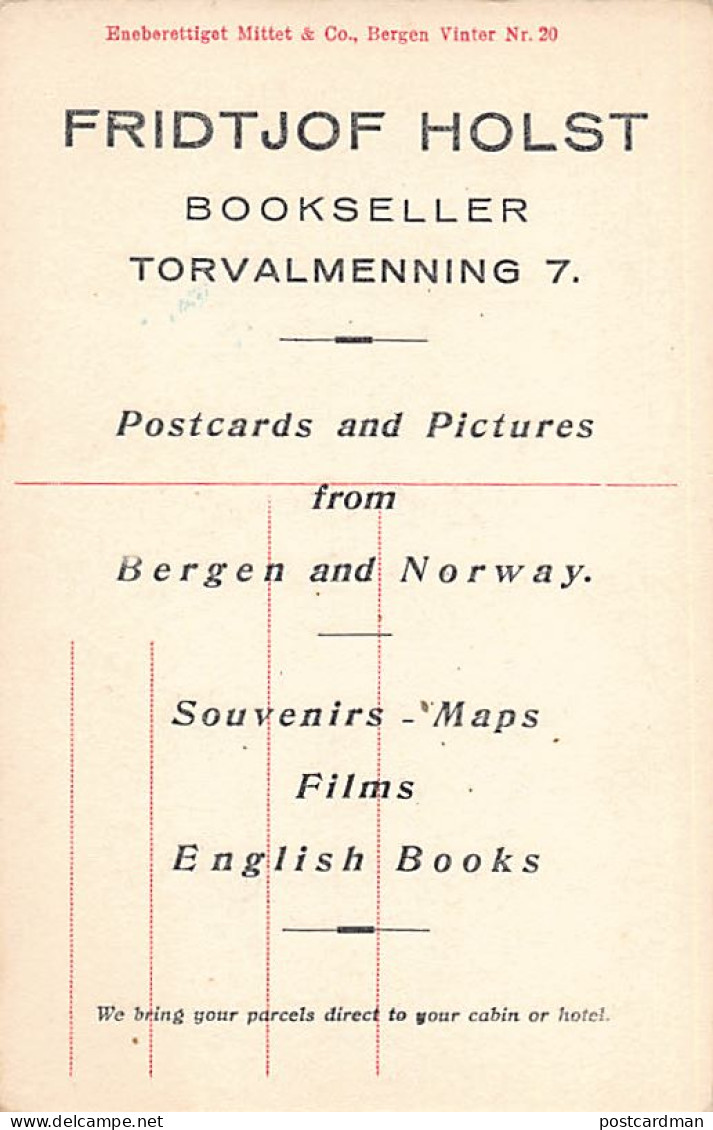 Norway - BERGEN - Fridtjof Holst, Bookseller, Torvalmenning 7 - Publ. Mittet & Co. Bergen Vinter 20 - Noorwegen