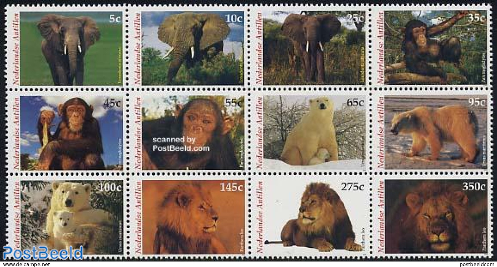 Netherlands Antilles 2004 Endangered Animals 12v Sheetlet, Mint NH, Nature - Animals (others & Mixed) - Bears - Cat Fa.. - Autres & Non Classés