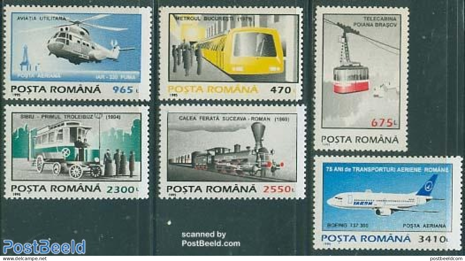 Romania 1995 Traffic 6v, Mint NH, Transport - Automobiles - Cableways - Helicopters - Aircraft & Aviation - Railways - Neufs