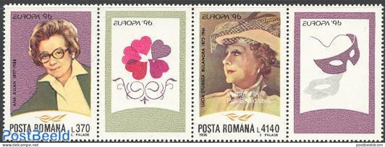 Romania 1996 Europa 2v+2tabs [:T: :T], Mint NH, Health - History - Performance Art - Health - Europa (cept) - Women - .. - Ungebraucht