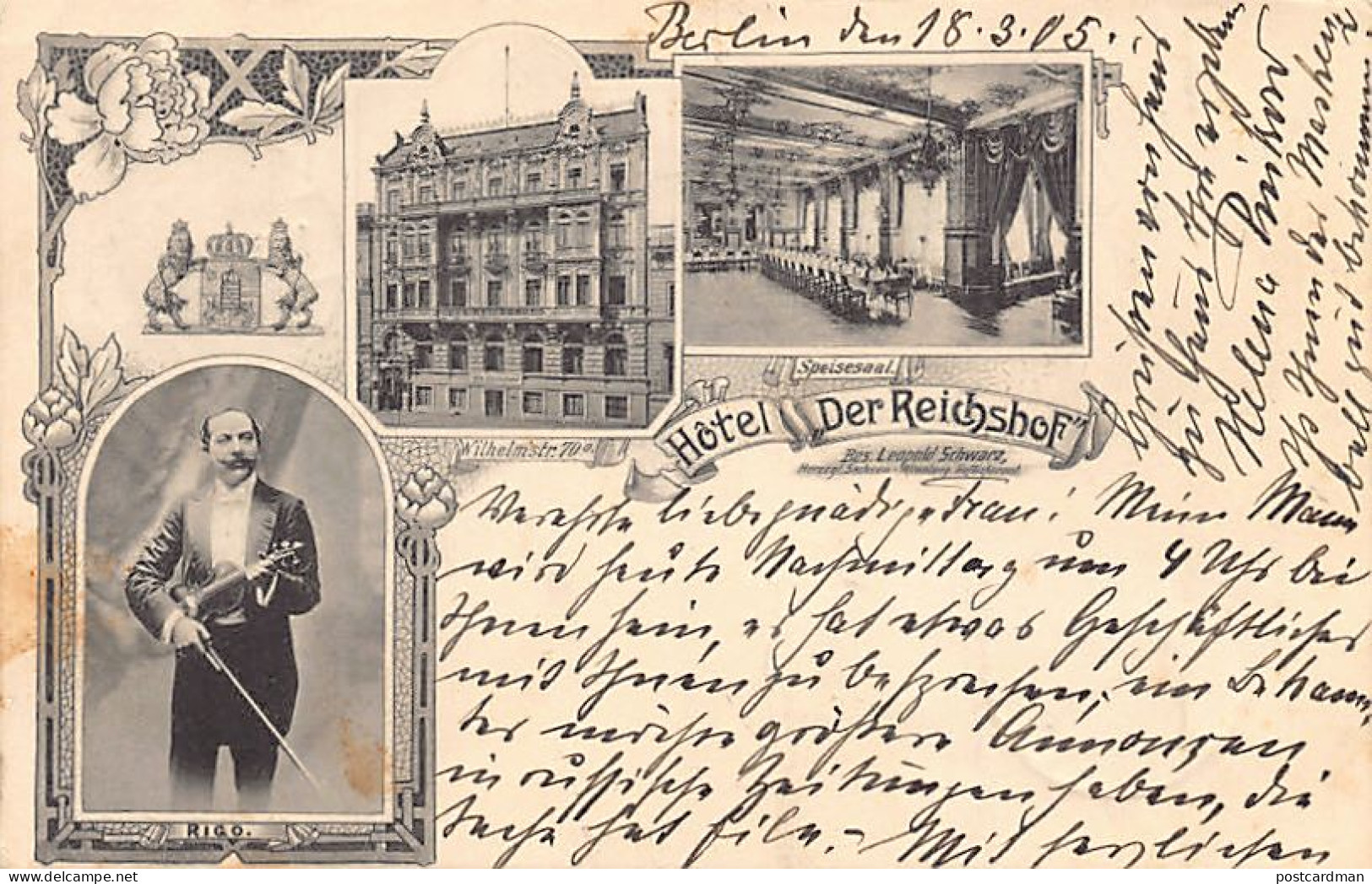 BERLIN - Hotel Der Reichshof Bes. Leopold Schwarz Wilhelmstraße Nr. 70a Mehrfachansicht Graphischer Kunstverlag Berli - Autres & Non Classés