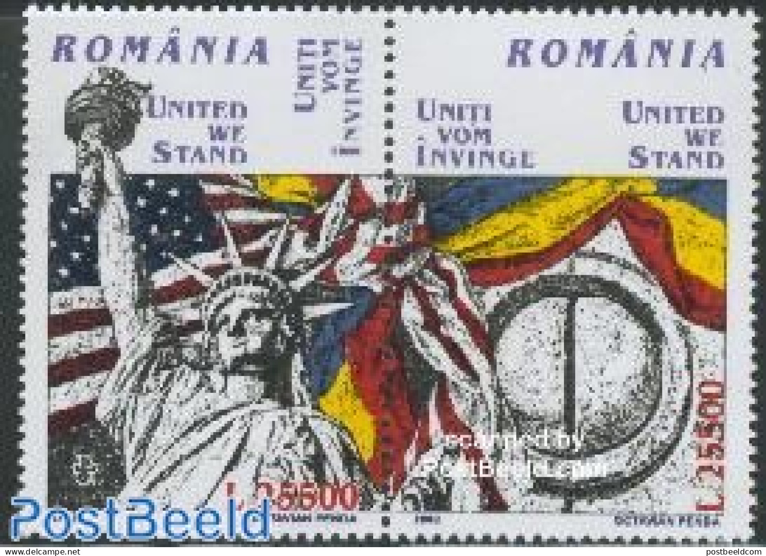 Romania 2002 United We Stand 2v [:], Mint NH, History - Flags - Art - Sculpture - Unused Stamps