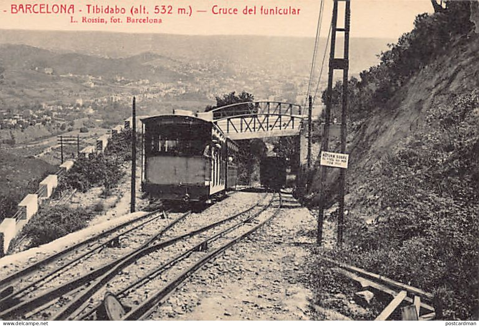 BARCELONA (Cat.) Tibidabo - Cruce Del Funicular - Ed. L. Roisin  - Barcelona