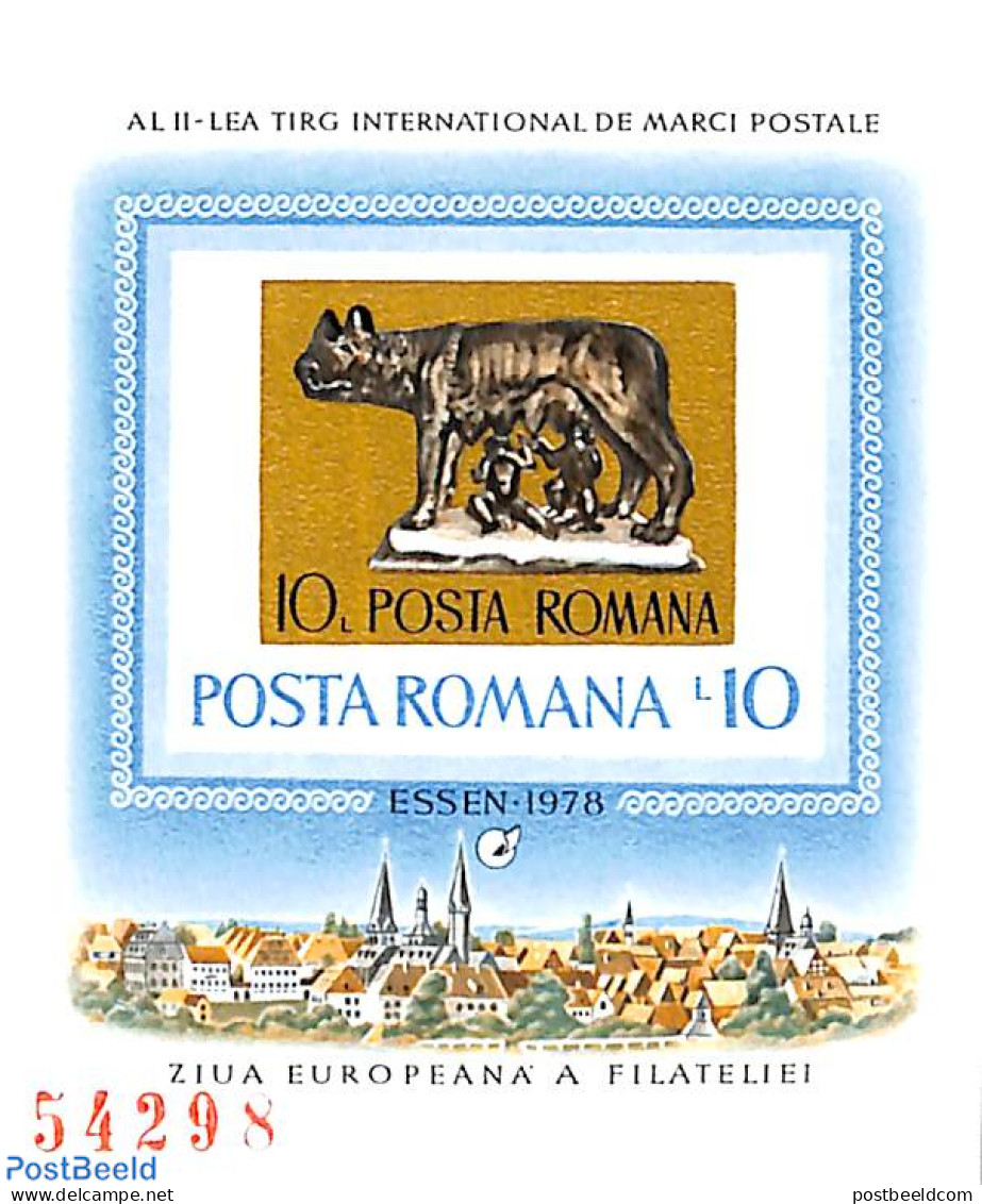 Romania 1978 Essen Stamp Expo S/s, Mint NH, Philately - Stamps On Stamps - Art - Sculpture - Neufs