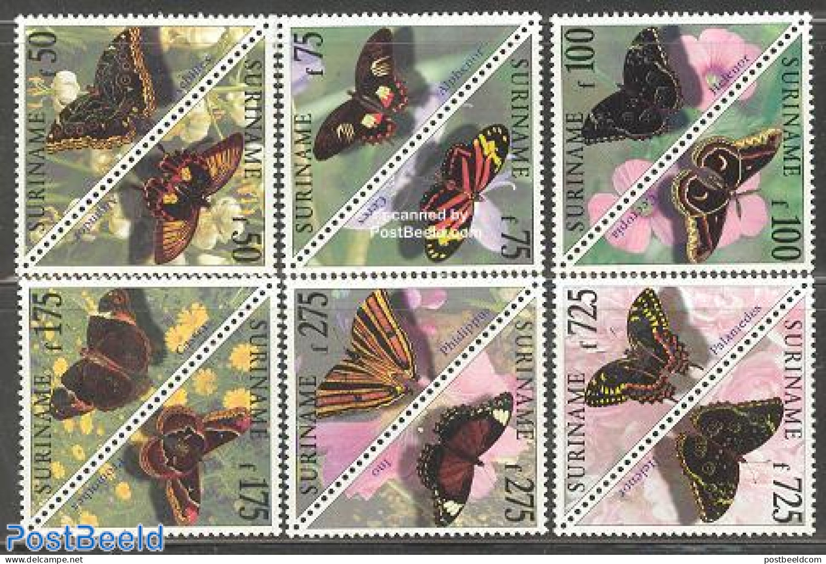 Suriname, Republic 1998 Butterflies 6x2v, Mint NH, Nature - Butterflies - Surinam