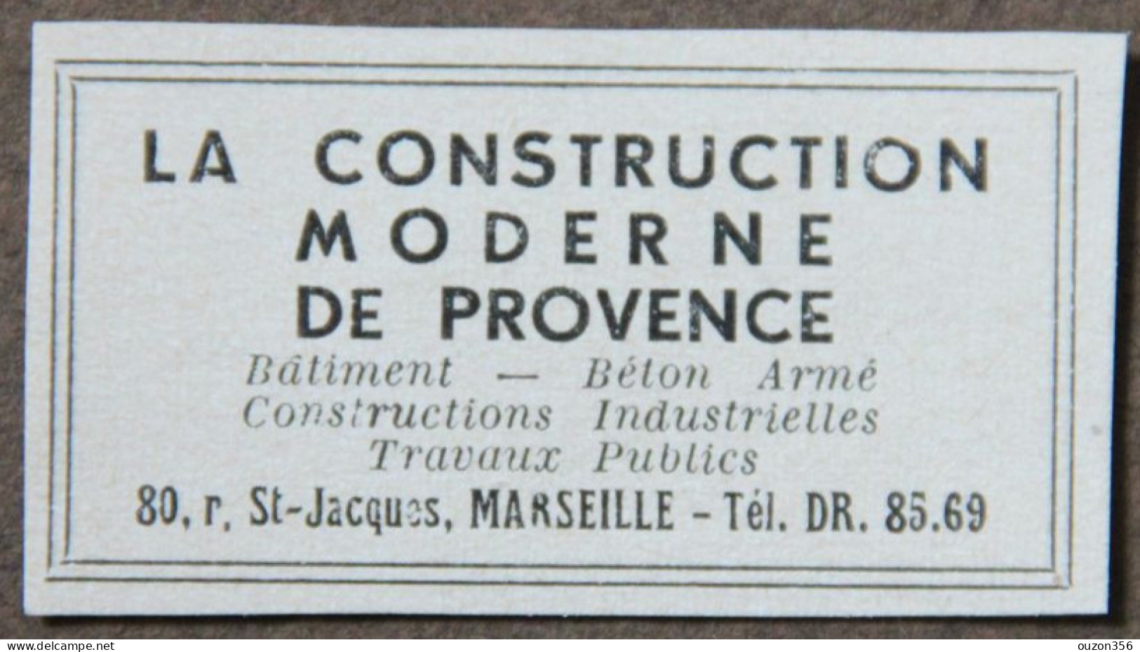 Publicité : La Construction Moderne De Provence, à Marseille, 1951 - Publicités