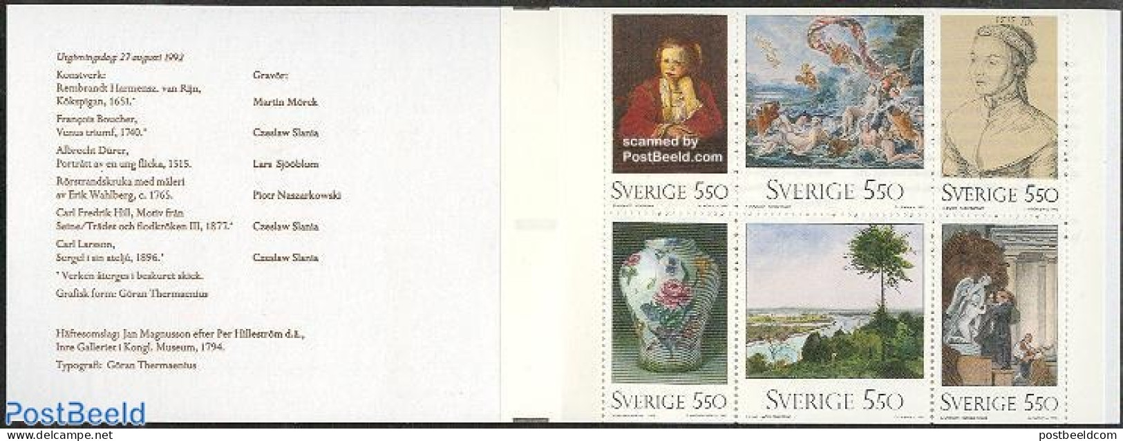 Sweden 1992 National Museum 6v In Booklet, Mint NH, Art - Art & Antique Objects - Museums - Paintings - Unused Stamps