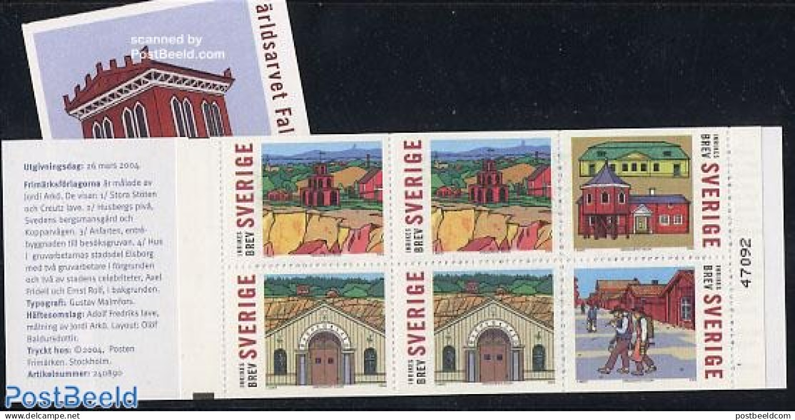 Sweden 2004 Falun 4v In Booklet, Mint NH, History - World Heritage - Stamp Booklets - Art - Architecture - Neufs