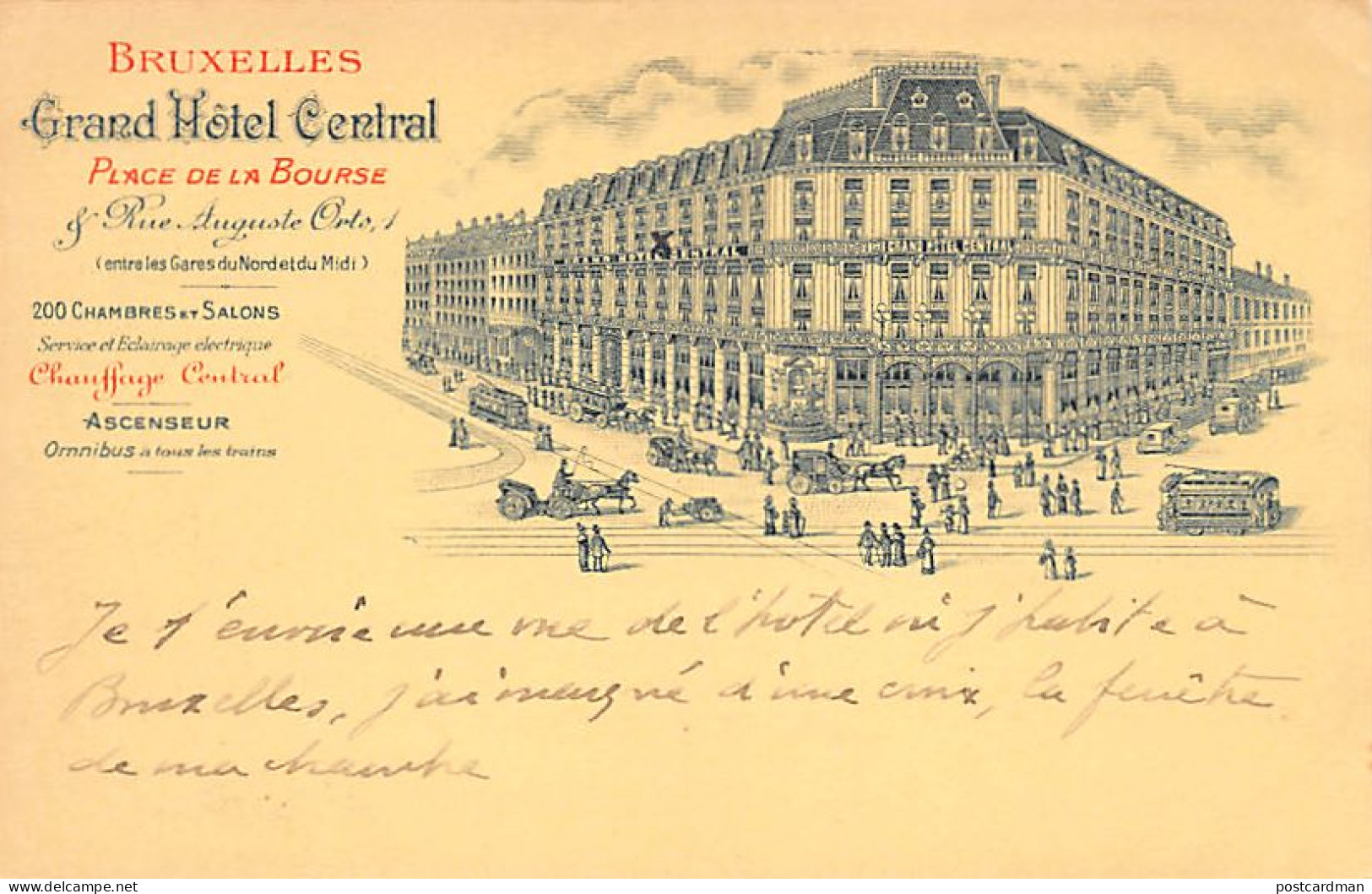 BRUXELLES - Grand Hôtel Central, Place De La Bourse & Rue Auguste Orts - Cafés, Hotels, Restaurants