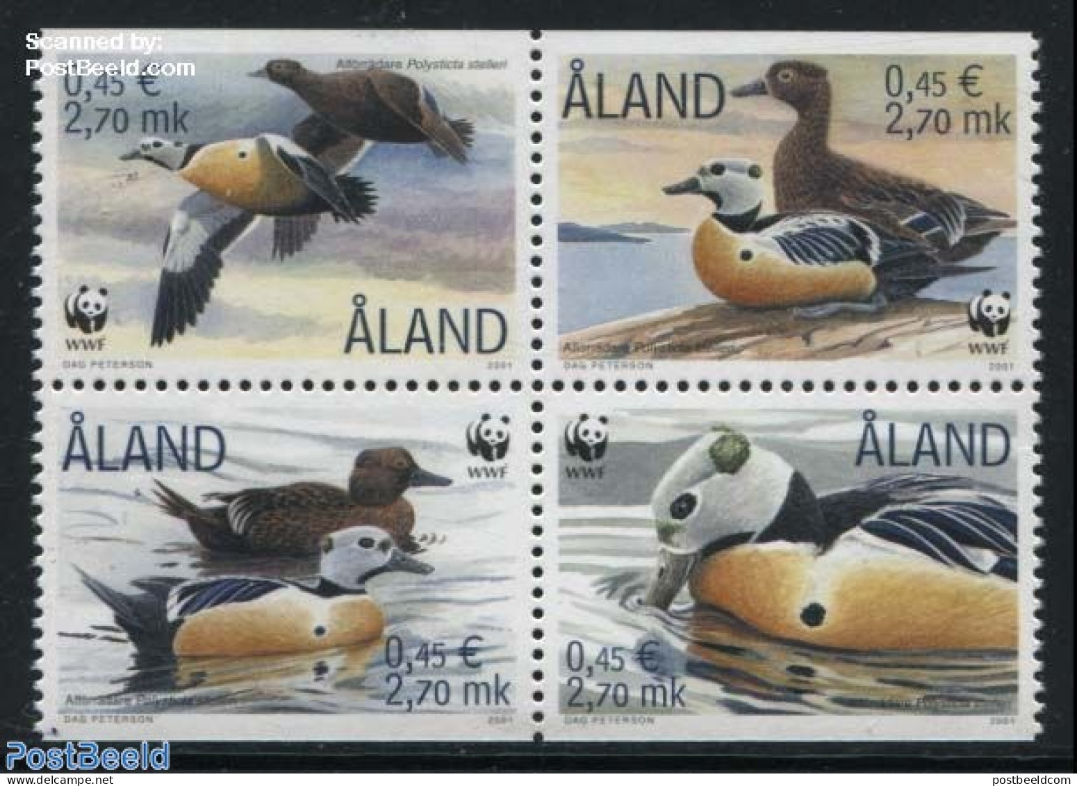 Aland 2001 WWF, Ducks 4v [+], Mint NH, Nature - Birds - Ducks - World Wildlife Fund (WWF) - Aland