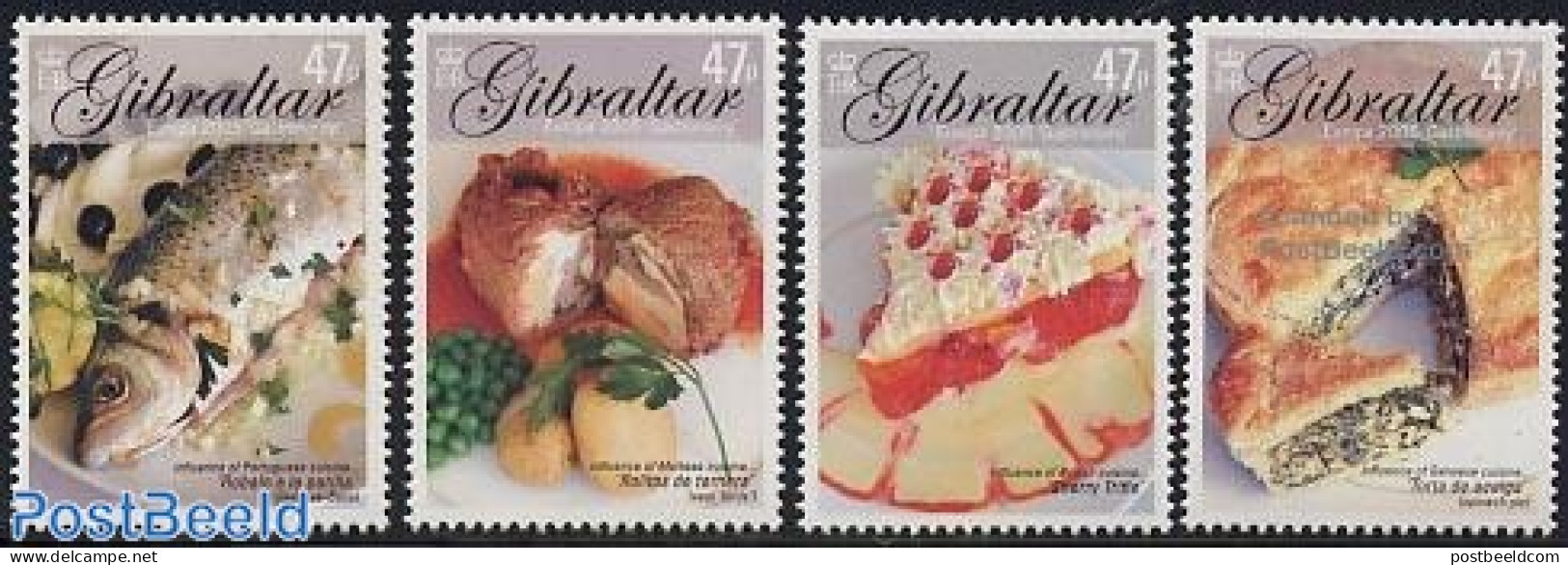 Gibraltar 2005 Europa, Gastronomy 4v, Mint NH, Health - History - Nature - Food & Drink - Europa (cept) - Fish - Food