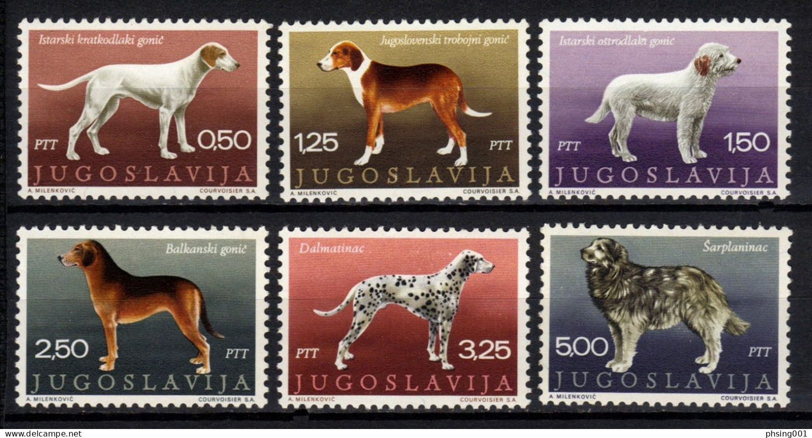 Yugoslavia 1970 Fauna Dogs Sheepdog Dalmatian Balkan Hound Set MNH - Unused Stamps