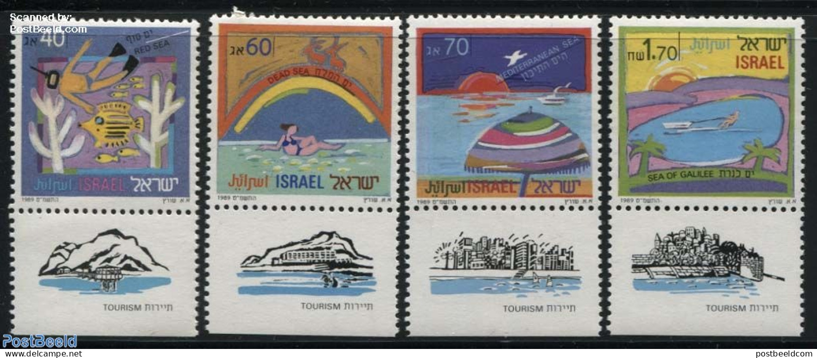 Israel 1989 Tourism 4v, Mint NH, Sport - Various - Diving - Tourism - Ungebraucht (mit Tabs)