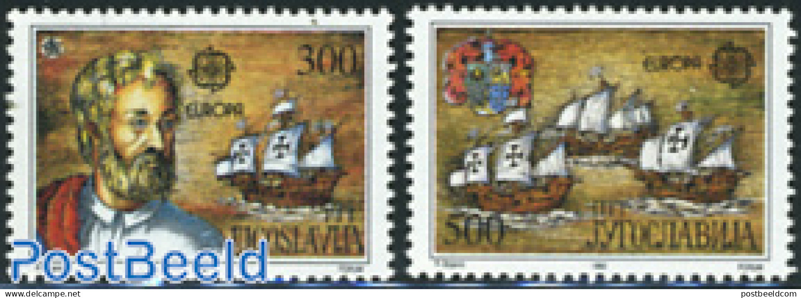 Yugoslavia 1992 Europa, Discovery Of America 2v, Mint NH, History - Transport - Europa (cept) - Explorers - Ships And .. - Unused Stamps