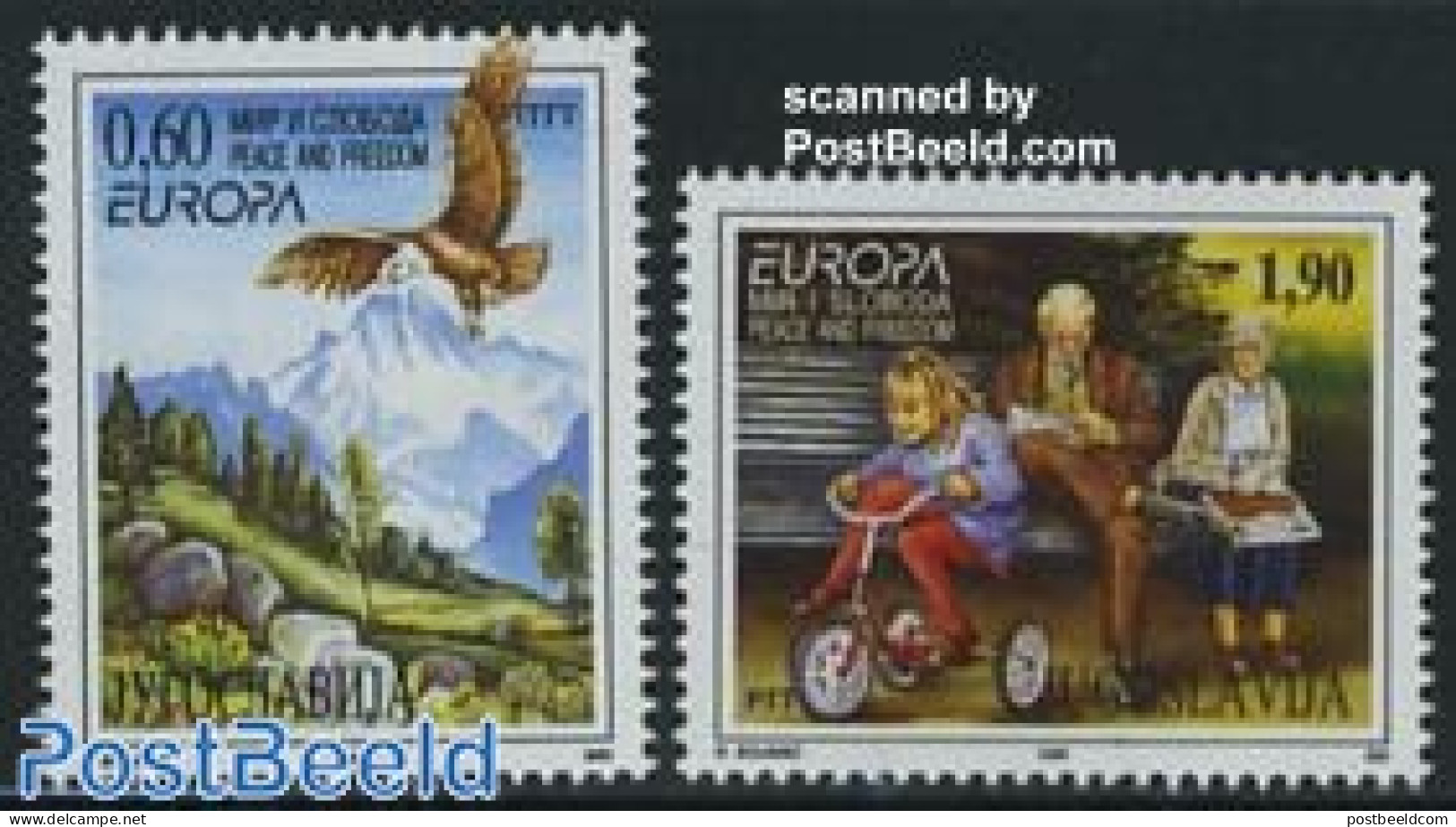 Yugoslavia 1995 Europa, Peace And Freedom 2v, Mint NH, History - Nature - Sport - Various - Europa (cept) - Birds - Cy.. - Ungebraucht