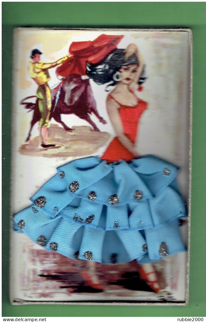 CARTE BRODEE DANSEUSE ESPAGNOLE CORRIDA CARTE DANS SA BOITE D ORIGINE - Brodées