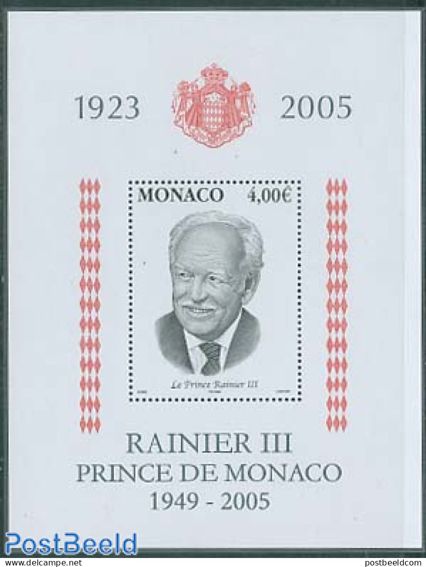 Monaco 2005 Death Of Rainier III S/s, Mint NH, History - Kings & Queens (Royalty) - Neufs