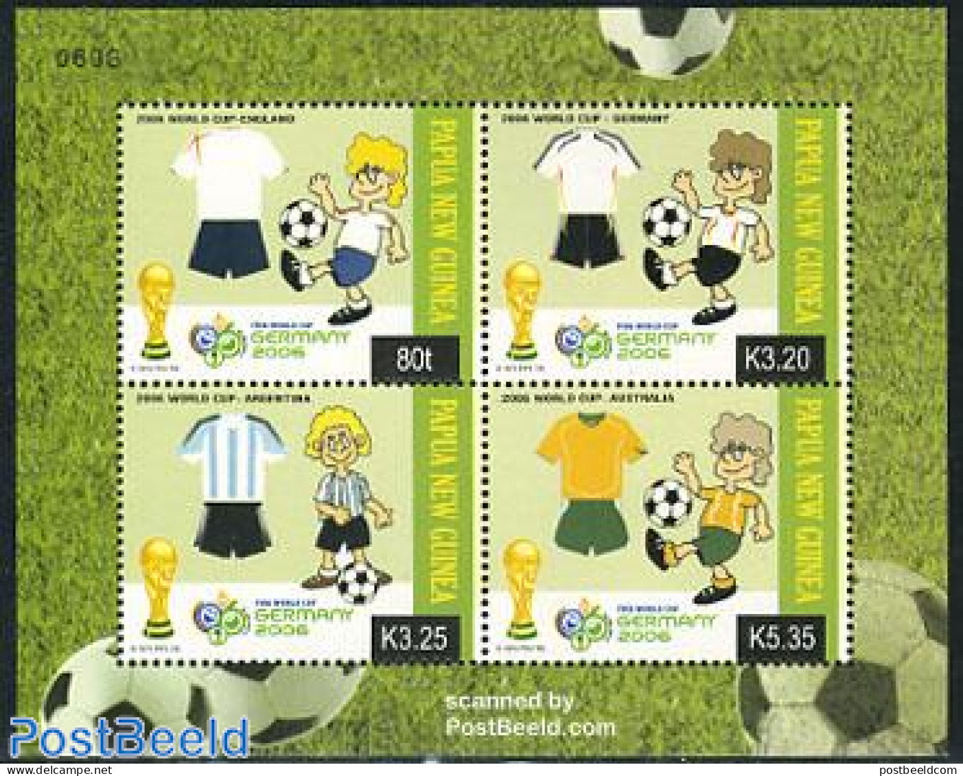 Papua New Guinea 2006 World Cup Football 4v M/s, Mint NH, Sport - Football - Art - Comics (except Disney) - Bandes Dessinées