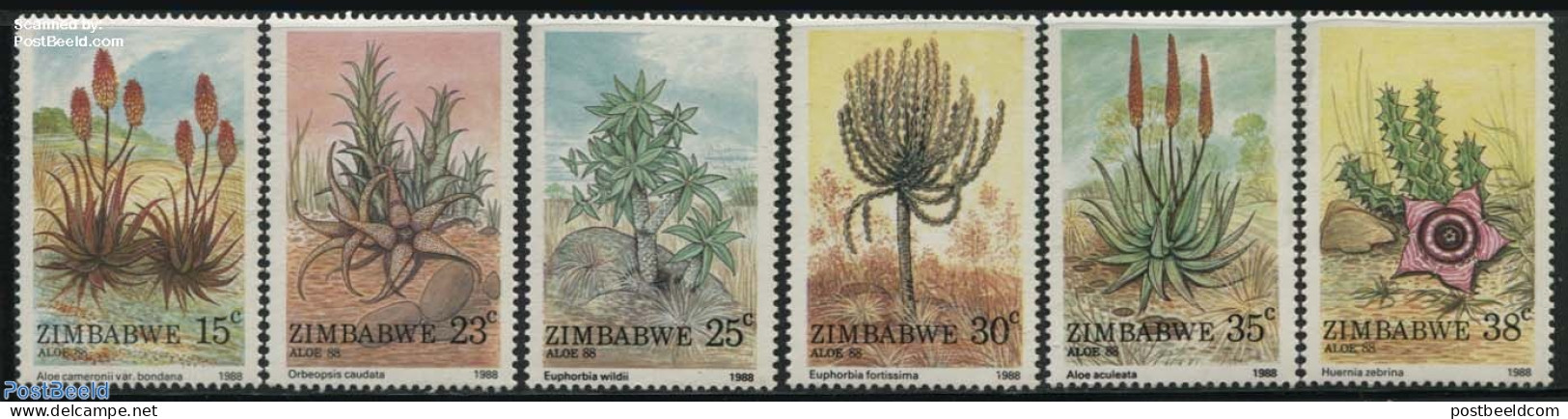 Zimbabwe 1988 Flora 6v, Mint NH, Nature - Flowers & Plants - Zimbabwe (1980-...)