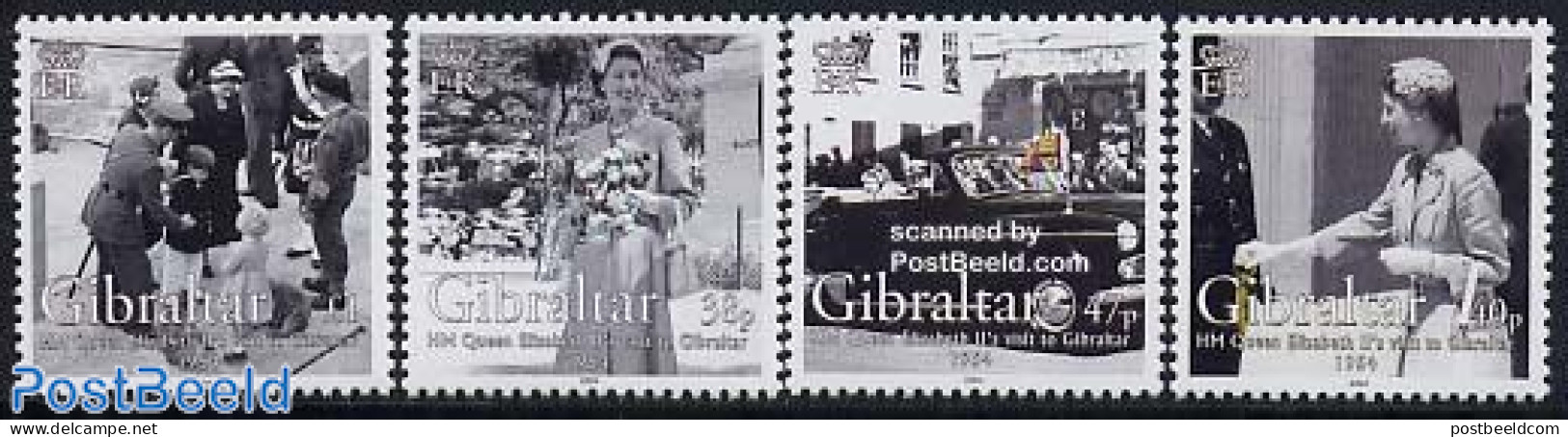 Gibraltar 2004 Royal Visit Of 1954 4v, Mint NH, History - Transport - Kings & Queens (Royalty) - Automobiles - Familles Royales