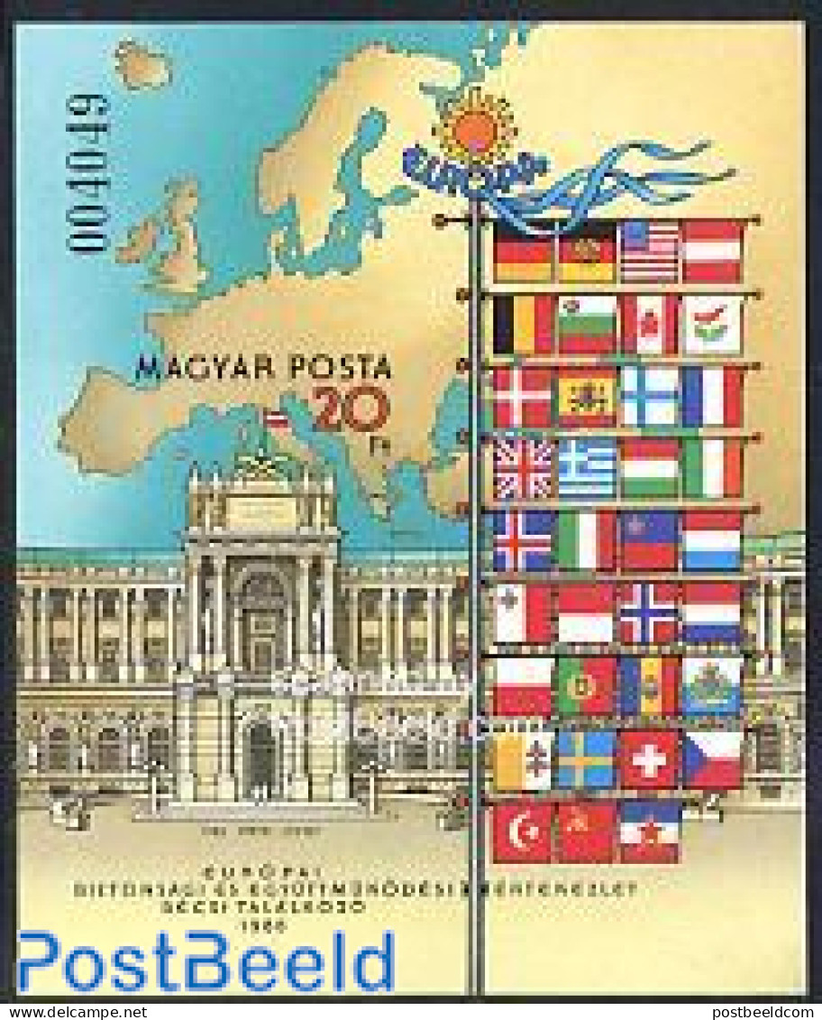 Hungary 1986 KSZE Conference S/s Imperforated, Mint NH, History - Various - Europa Hang-on Issues - Flags - Maps - Unused Stamps