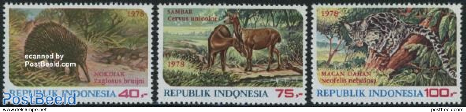 Indonesia 1978 Animals 3v, Mint NH, Nature - Animals (others & Mixed) - Cat Family - Indonésie