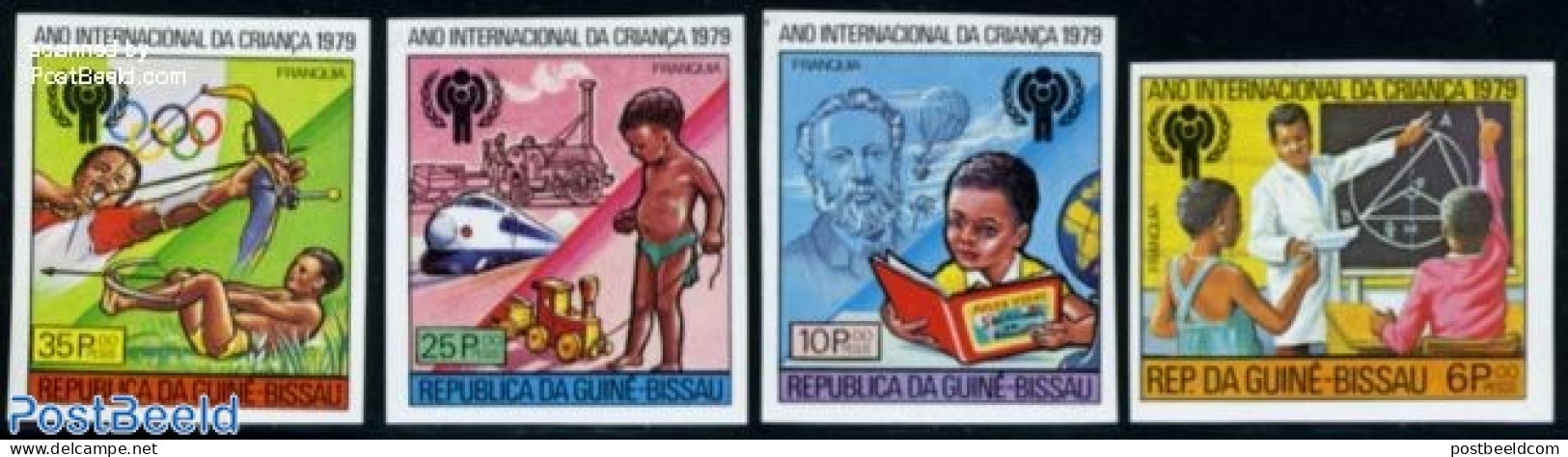 Guinea Bissau 1979 Int. Year Of The Child 4v Imperforated, Mint NH, Science - Sport - Transport - Various - Education .. - Waffenschiessen