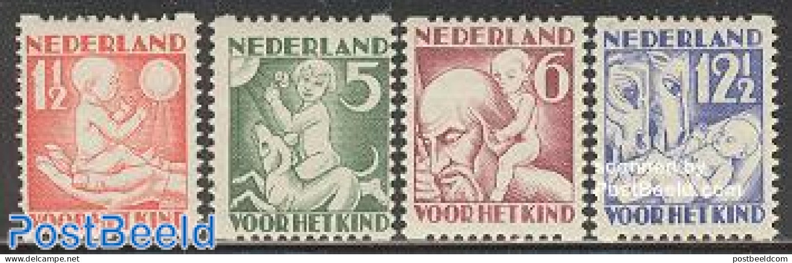 Netherlands 1930 Child Welfare 4v, Syncopatic Perf., Unused (hinged), Nature - Dogs - Ungebraucht