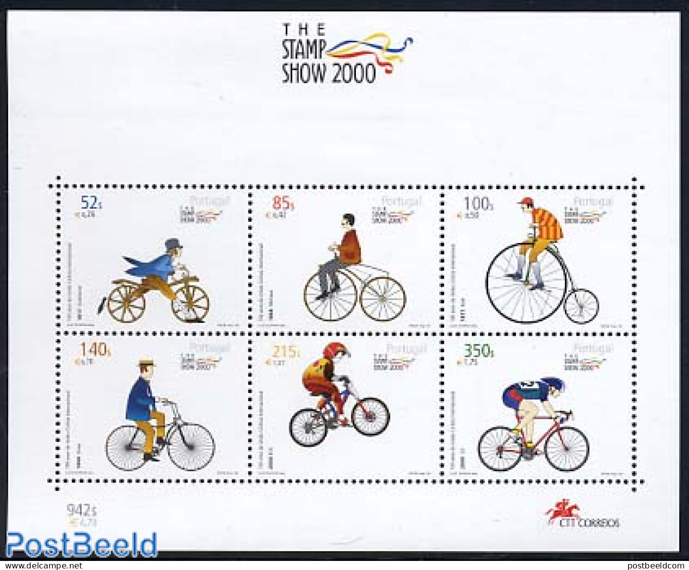 Portugal 2000 Stamp Show, Bicycles S/s, Mint NH, Sport - Cycling - Philately - Neufs