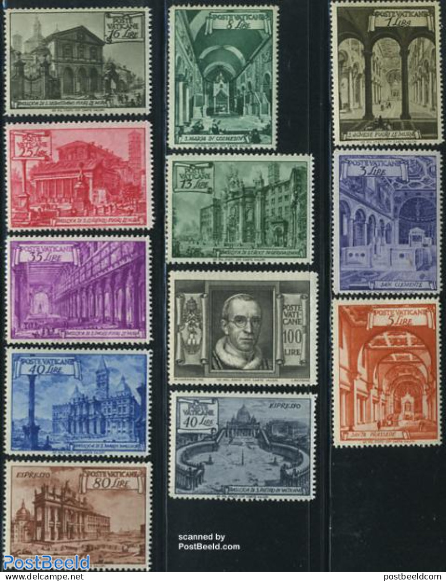 Vatican 1949 Basilics 12v, Mint NH, Religion - Churches, Temples, Mosques, Synagogues - Unused Stamps