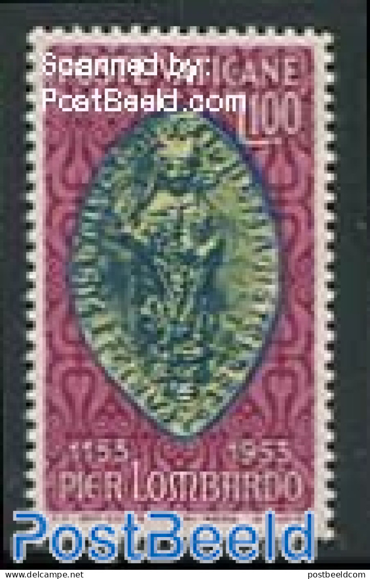 Vatican 1953 Petrus Lombardus 1v, Mint NH, Religion - Religion - Neufs