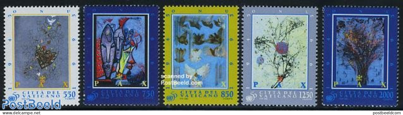 Vatican 1995 50 Years United Nations 5v, Mint NH, History - United Nations - Art - Modern Art (1850-present) - Neufs