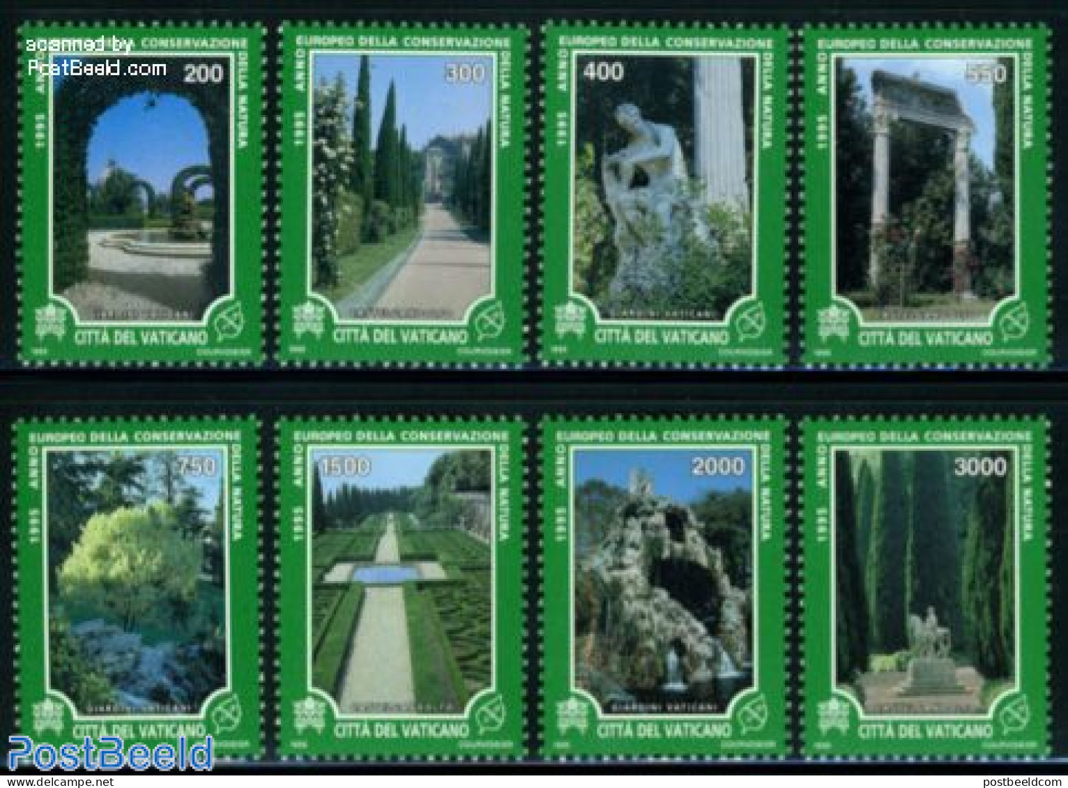 Vatican 1995 European Nature, Gardens 8v, Mint NH, History - Nature - Europa Hang-on Issues - Gardens - Neufs