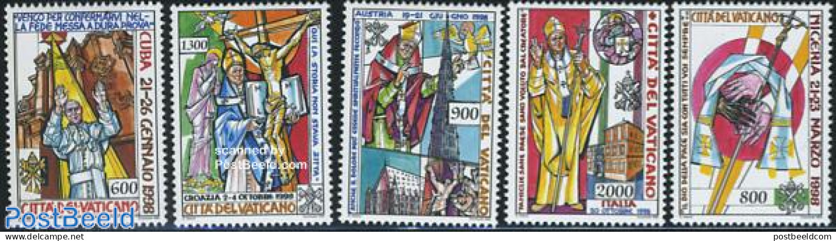Vatican 1999 Pope World Travels 5v, Mint NH, Religion - Pope - Unused Stamps