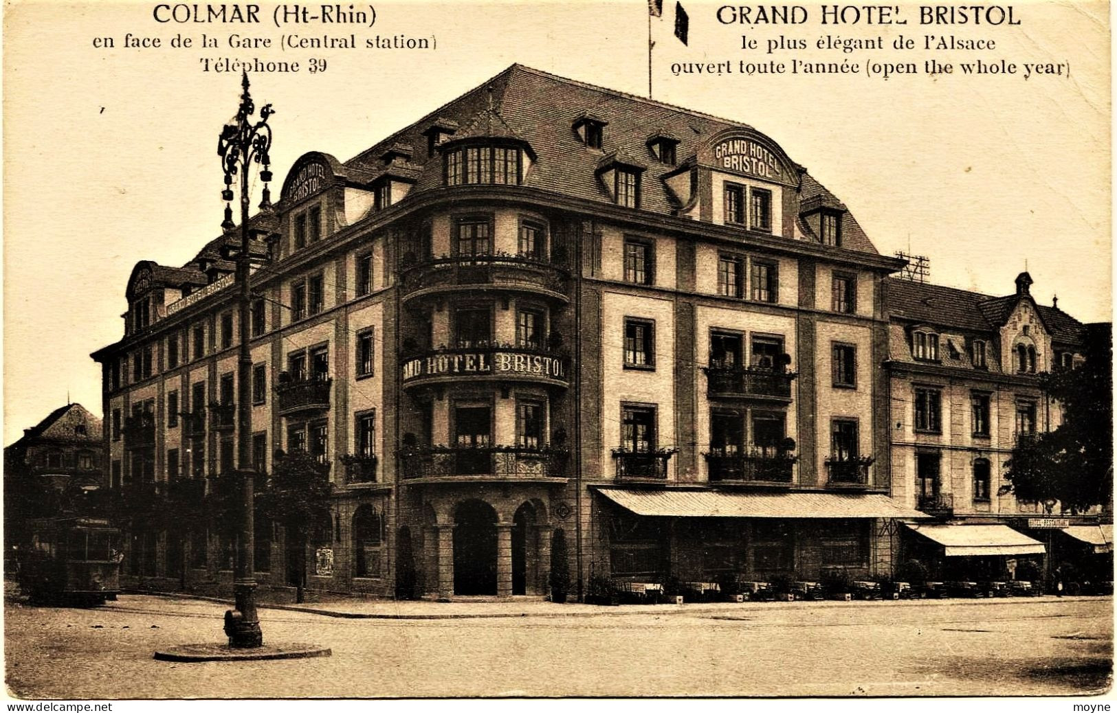 2482 - Haut Rhin  -  COLMAR  -  GRAND  HOTEL  BRISTOL  -  Tramway à Gauche.... - Colmar